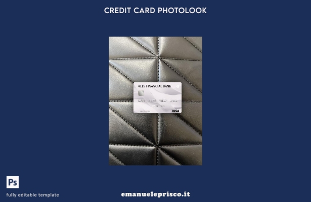 modello frontale photolook per carta visto USA Ally Financial Bank in stile veri